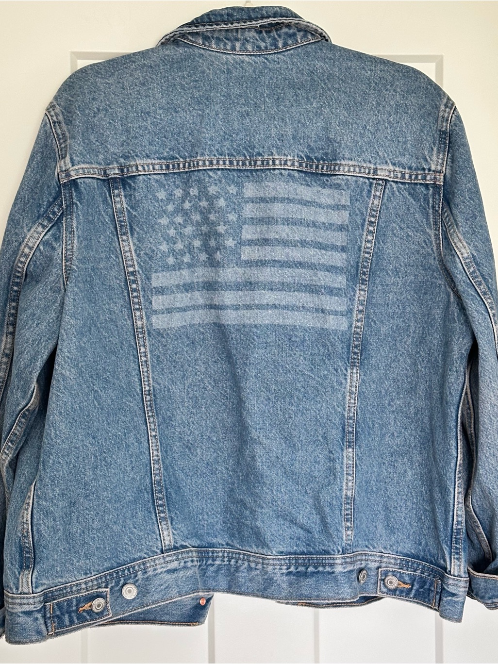 Old Navy Vintage-Inspired Denim Jacket Xl American Flag America’s 250 Birthday
